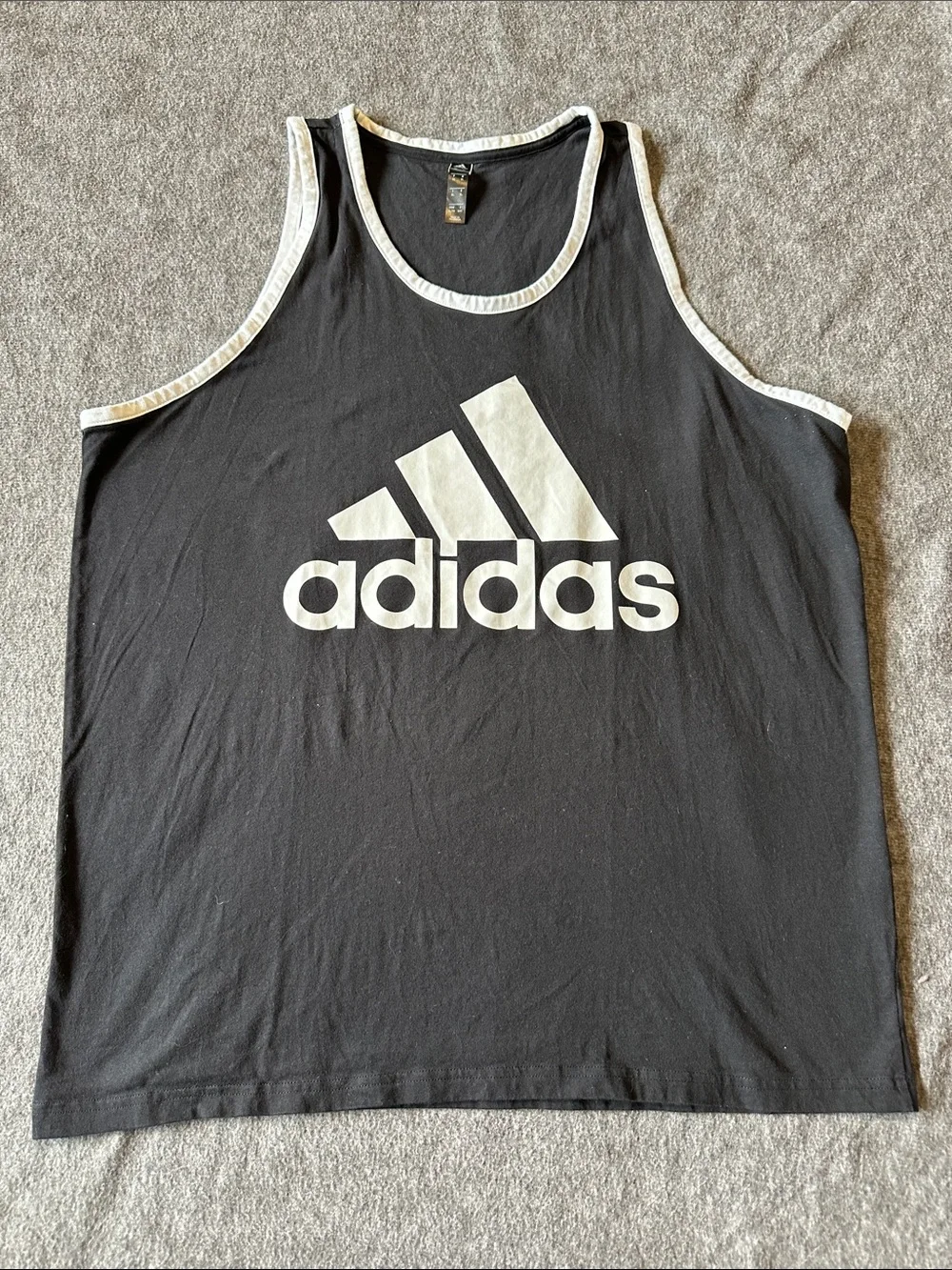 adidas Black Tank with White Logo Trim